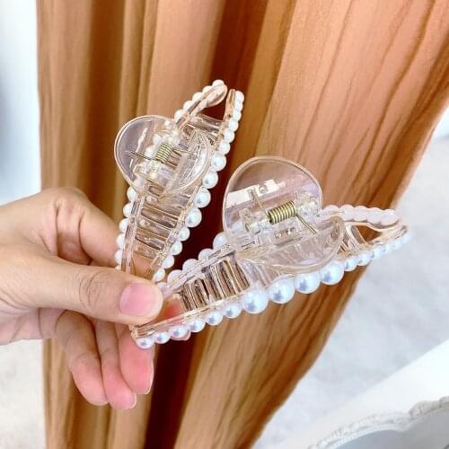Fashion Simulated Pearl Beads Headwear Claw Hair Clips Acrylic Big Hairpins Clamp Headwear For Women Girls