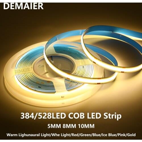 COB LED Streifen 384 528 LEDs Hohe Dichte Flexible COB Led-leuchten DC12V 24V RA90Red blue green pink 3000K 4000K 6000K 5mm