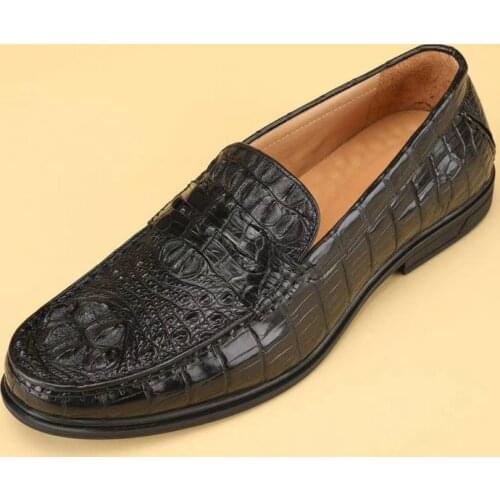 Business Casual Style Authentic Exotic Crocodile Skin Soft Sole Mens Loafers Genuine Alligator Leather Male Slip-on Shoes