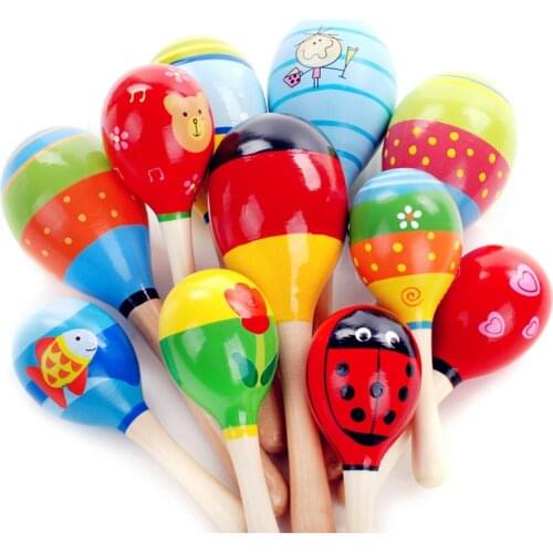 1pc Baby Kid Wooden Ball Toy Sand Hammer Rattle Musical Instrument Percussion Infant Dropshipping Support