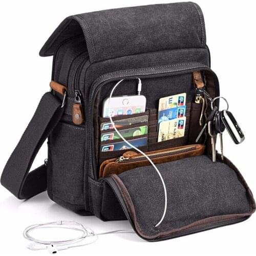 New casual mens bag wear-resistant retro business canvas shoulder bags