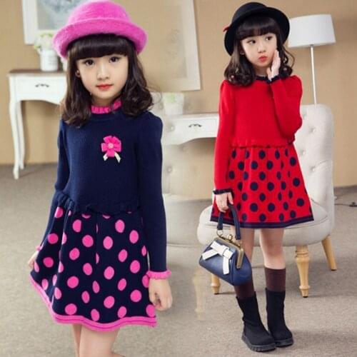 Spring Autumn Winter Baby Girls Sweater Dress Children knitted Dress Kids Clothes Sweater Girls Dresses For Party And Wedding
