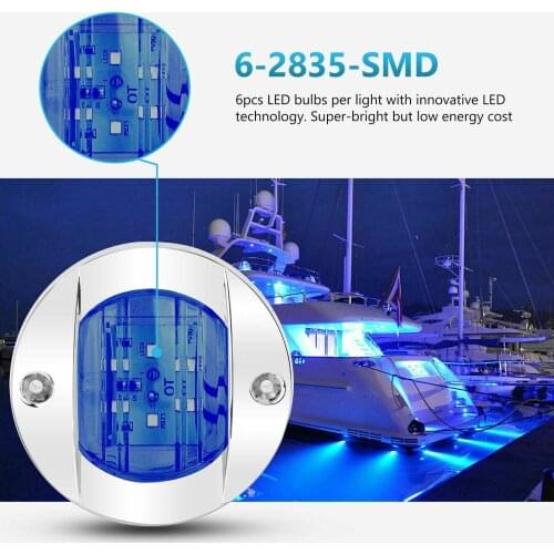 Blue Lights Light Stern Boat Waterproof 2X 8500K Accessories Cabin Deck