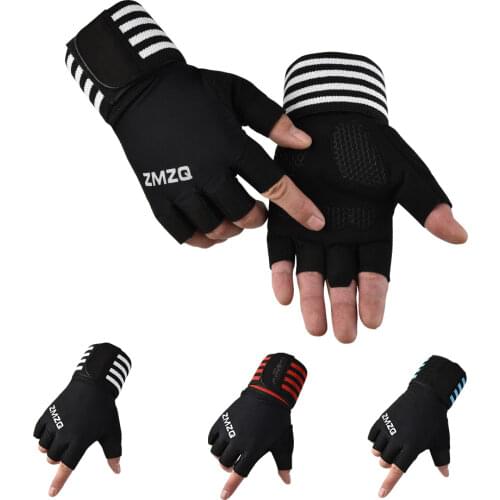 Half Finger Weight Lifting Gloves Heavyweight Dumbbell Horizontal Bar Exercise Wrist Training Fitness Gloves With Wristband