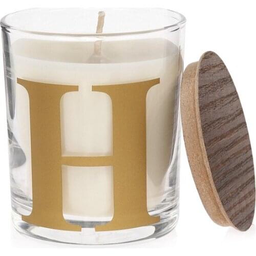 H Letter Transparent Cup Scented Candle With Wooden Lid Gelatinous candles and scents свечи и ароматы velas y aromas
