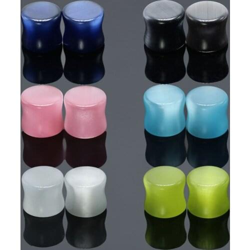 2pcs Stone Ear Plugs Flesh Tunnels Gauges Organic Opal Stone Expanders Stretchers Tapers 6 Colors 6mm-16mm Body Piercing Jewelry