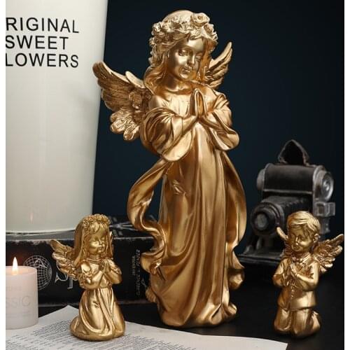 European-style golden praying angel decoration character statue resin living room home decor