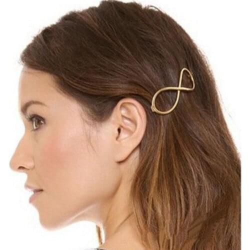 Ts287 2021 hot sale New Women Fashion Infinite 8 Word Gold Silver Side Clip Barrette Hair Clip Metal Female charm Tiara