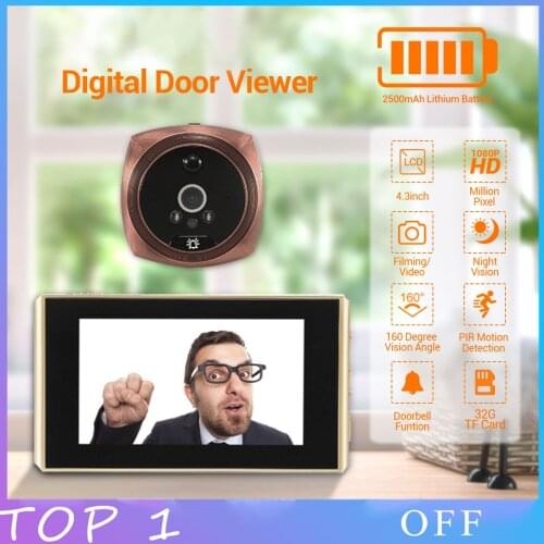 4.3inch Video peephole Digital Door Camera Doorbell 160 Degree Angle Peephole Viewer video Eye Door Doorbell Outdoor Door Bell