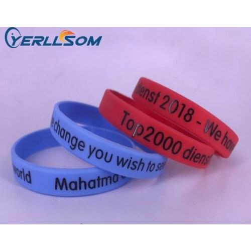 YERLLSOM 100pcs/Lot High Quality Customized Personal silicone bracelets with printed 2 colors logo for events YS19062501