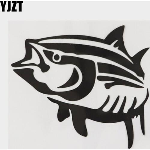 YJZT 13.5CM×11.9CM Personality Marine Animal Tunas Vinyl Car Sticker Decal Black/Silver Bumper 18A-0312