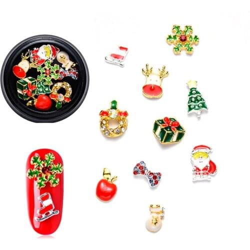 Christmas Collection 3D Nail Bead Crystal Charm 1Jar Mixed-size Nail Caviar Charms Nail Tip Christmas Accessory Charm Rhinestone