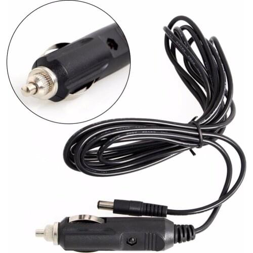 1Pc 12V DC 5.5mm x 2.1mm Car Cigarette Lighter Power Plug Cord Adapter Cable 3m Black