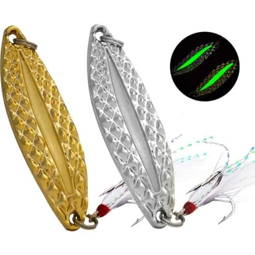 1PCS 2.5g/3.5g/5g/7g/10g/15g/20g Luminous Sequins Fishing Lure Sinking Metal Spoon Leech Fishing Baits Winter Ice Fishing Baits