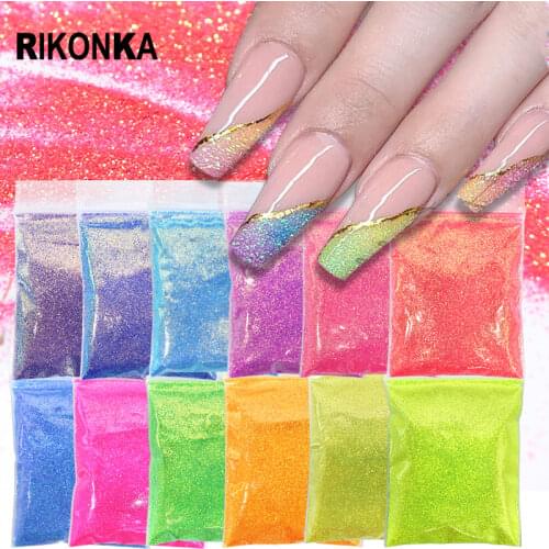 10g 0.2mm Colorful Ombre Nails Glitter Powder Sparkly Candy Fine Glitter For Manicure French Charm Polish Nail Art Decorations