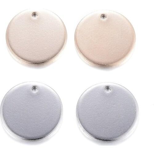 100pcs 304 Stainless Steel Flat Round Blank Stamping Tags Charms Pendants Smooth Surface for jewelry making 15x1mm,Hole:1mm