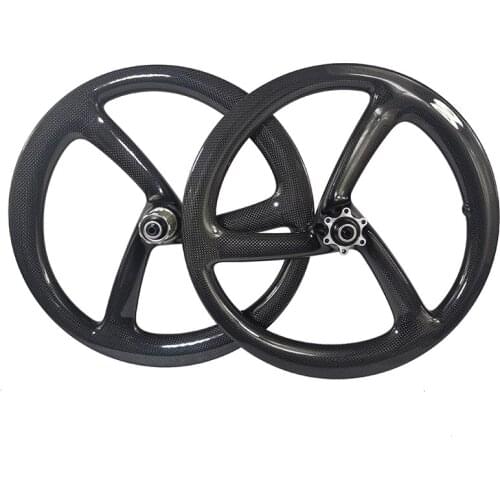 16inch 349 25mm wide 1040g clincher 3 spokes folding road bike disc carbon wheels UD 3K 12K balance kid bike Tri spoke wheels