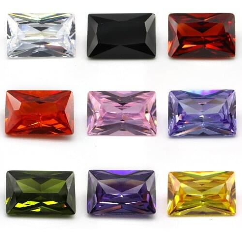 50pcs/lot 2*3~10*14mm 5A Rectangle Shape Loose CZ Synthetic Gems White, Garnet, Olive, Purple, Black, Pink Cubic Zirconia Stone