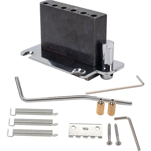 6-strings Guitars Saddle Bridge Tailpiece Hardtail Tremolo Block Set(Chrome)