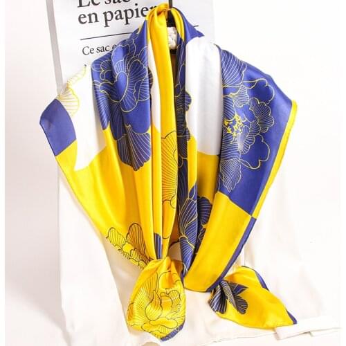 Women 100% Real Silk Square Scarf 110*110cm Brand Big Bandana Wraps,Shawl for Mama Printed Kerchief Hangzhou Silk Scarves Square