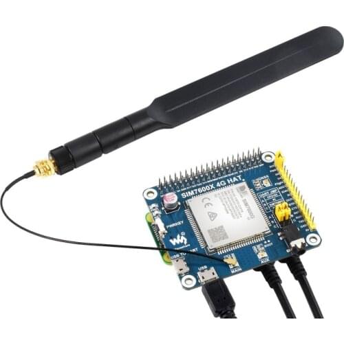 SIM7600G-H 4G HAT For Raspberry Pi, LTE Cat-4 4G / 3G / 2G Support, GNSS Positioning, Global Band SIM7600