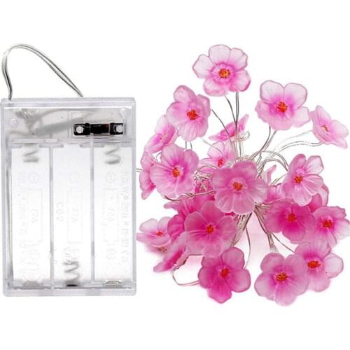 3M 30 Leds Peach Blossom Copper String Light Battery Powered Holiday Fairy Decoraiton Pink or Blue for Wedding,Birthday