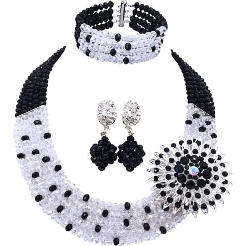 Most recent black and clear ab costume necklace african beads jewelry set