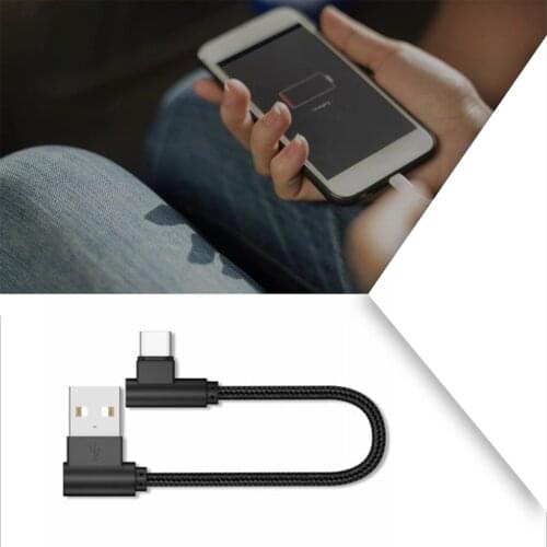 20cm Usb To Type C Short 2.4a Fast Charging Cable Elbow 90 Degree Usb C Micro Usb Data Cable For All Smartphones Dropshipping