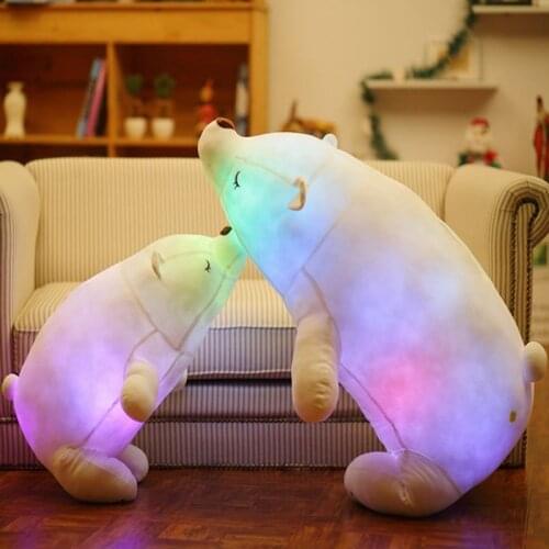 Colorful Flash LED Plush Toy Polar Bear Light-emitting Kids Doll Soft Animal Stuffed Pillow Cute Gift for Children Luminous Toy