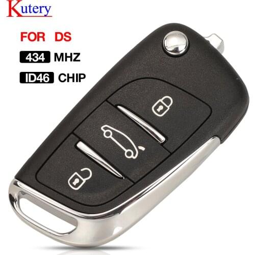 Kutery 434MHZ ID46 Chip 3BTN FSK Modulation Remote Car Key For DS DS4 DS5 C4L C4 DS Smart Control Key With HU83/VA2 Blade