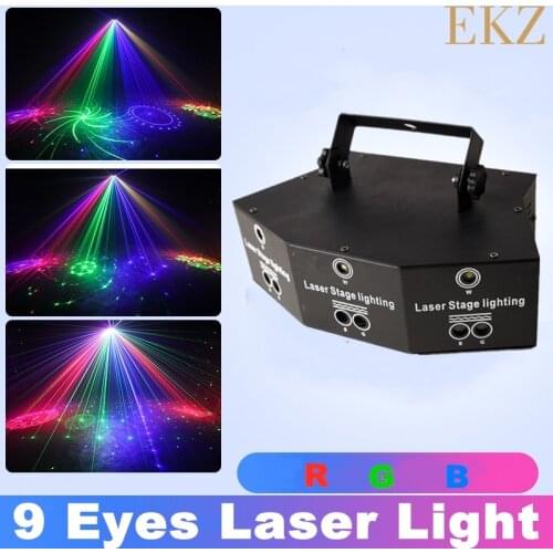 9 Eyes RGB Laser Light Remote Control DMX Control Stage For Disco DJ Family Party Strobe Effect Light Bar Halloween Christmas
