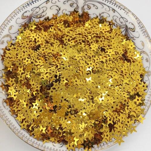 LNHOME 50g/Lot 5mm Star Gold Sequins Shining Small PVC Paillette Loose Flat Garment Accessories Halloween Christmas Sequins