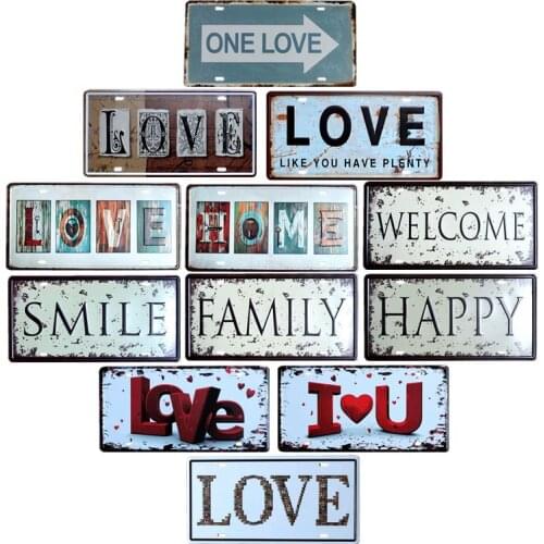 LOVE Metal Plate Vintage Plaques Tin Signs Retro Wall Poster Pub Decorative Bar Decoration Home Decor 15x30cm