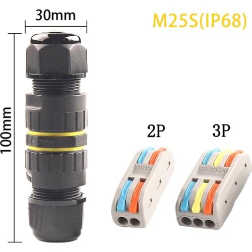 M25S IP68 electrical cable Waterproof Wire Connector Spl 2/3 Pin 222/223 Connector Terminal Adapter Plug-in connection LED Ligh