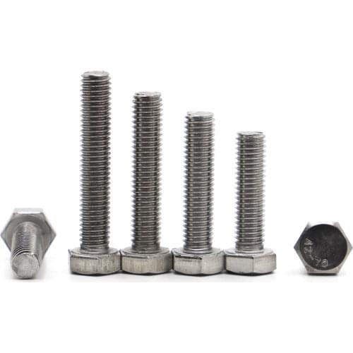 M3 M4 M5 M6 M8 M10 M12 A2-70 304 Stainless Steel DIN933 Metric Full Thread External Hex Outer Hexagon Head Cap Screw Bolt