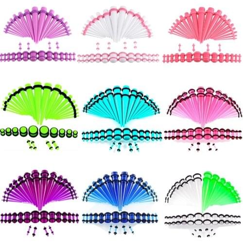 36PCS Acrylic Ear Stretching Kit 14G-00G For Beginner Ear Expander Set Taper Ear Stretcher Tunnel Plug Kit Reamer Body Jewelry