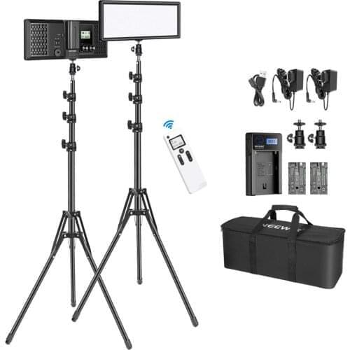 Neewer LED Video Light, Panel Light with Light Stand/Battery/Bag, Video Lighting Kit for YouTube Studio Photography Live-Stream