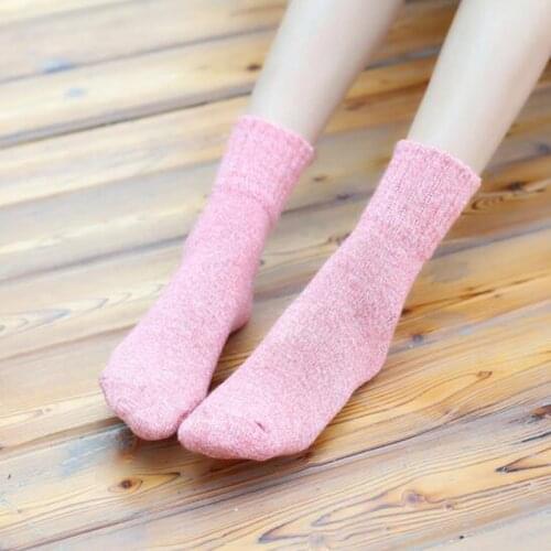Retro Solid Color Style 1Pair Winter Casual Soft Wool Mori Girl Style Socks Thick Warm Solid Color Socks Fashion Accessory Women
