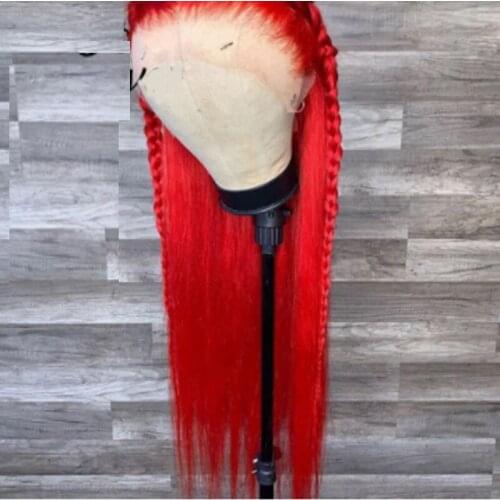 Synthetic Lace Front Wigs for Women Bright Red Wig Heat Resistant Fiber Hair Free Part Womens Long Wigs