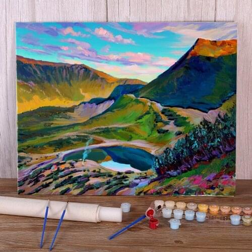 Landscape Lake Vorozheska DIY Paint By Numbers Package Oil Paints 50*70 Canvas Painting Home Decoration For Wholesale