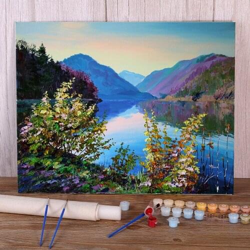 Landscape Calm DIY Paint By Numbers Complete Kit Oil Paints 50*70 Boards By Numbers Wall Decoration Crafts For Handiwork