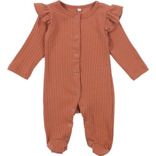 0-6T Newborn Kid Baby Clothes Long Sleeve Casual Plain Romper Cute Sweet Autumn Winter Warm Footies New bron Cotton Outfit