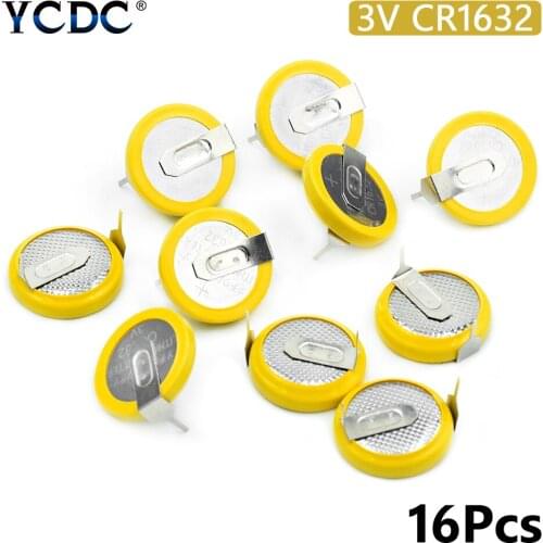 16Pcs 3V Soldered CR1632 Battery With 2 Pins For Main Board Remote Control SMALL ELECTRONICS