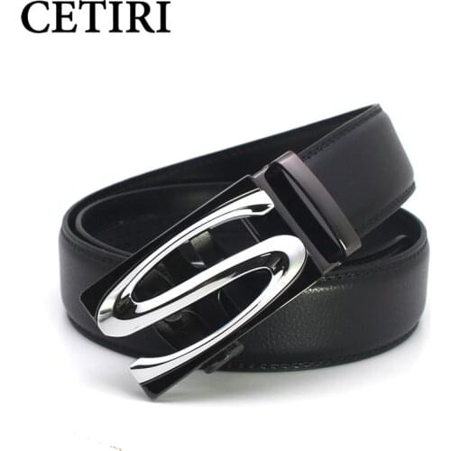 CETIRI mens belt luxury brand genuine leather ratchet belts for men s automatic buckle cowhide strap formal belt cinto 140 cm