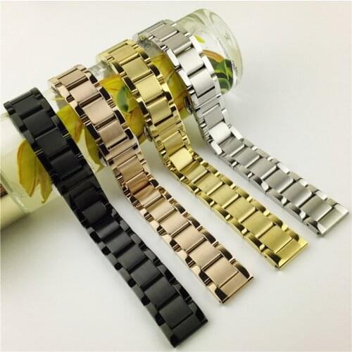 Stainless Steel Watchband Metal Wristwatches Band 16mm 18mm 20mm 21mm 22mm 23mm 24mm Watch Strap Gold Silver Black