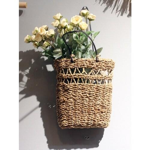 Hand-Woven Seagrass Storage Basket Fruit Gardening Wall Hanging Planter Storage Baskets Can Put Dried Flowers And Succulents