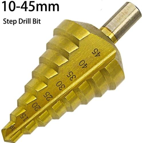 8 Steps HSS Step Drill Tool 10-45MM Multiple Drill Bits High Speed Steel Hole Cutter DIY Metal Wood Drilling Power Tool