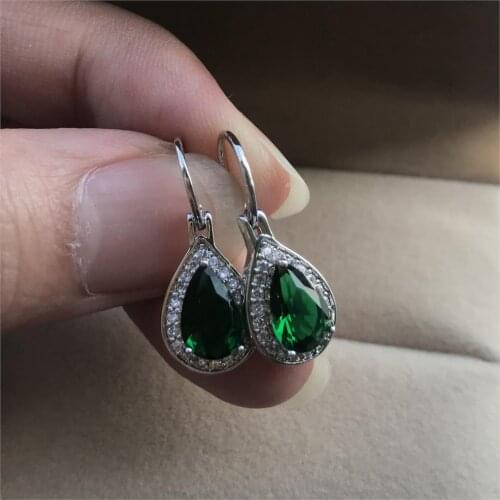 Rose Gold Silver Color Dangle Earrings Water Drop Zircon Stone Wedding Earrings Luxury Female Rainbow Crystal Earrings For Women