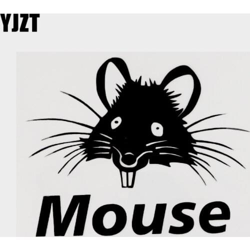 YJZT 14CM×11.1CM Funny Animal Mouse Pattern Vinyl Car Sticker Decal Black/Silver 13F-0090