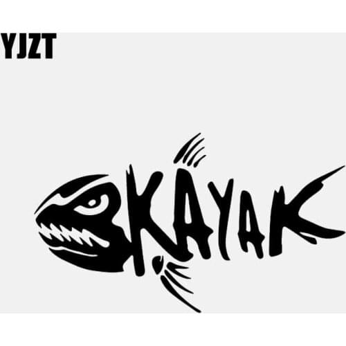 YJZT 16CM*9.3CM Cartoon Car Sticker Fishing Skeleton Vinyl Decal Decor Art Black/Silver C24-1010